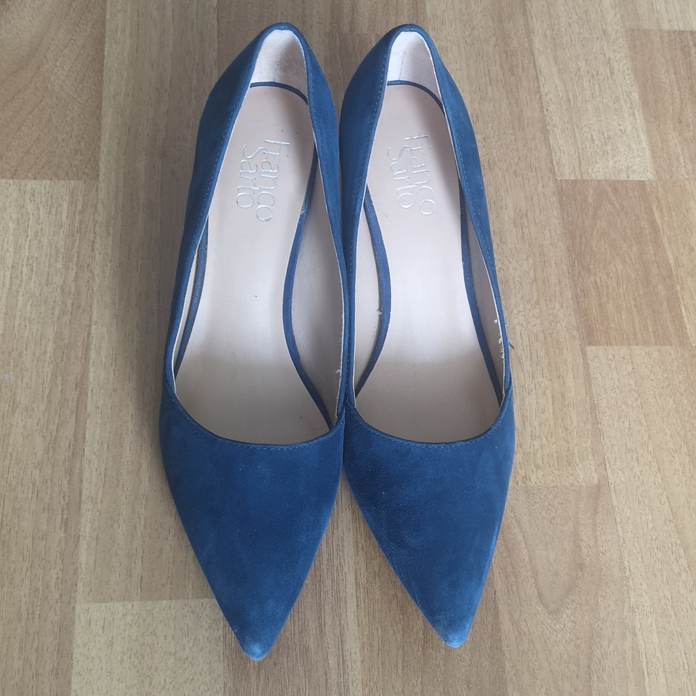 Franco Sarto blue leather suede pumps